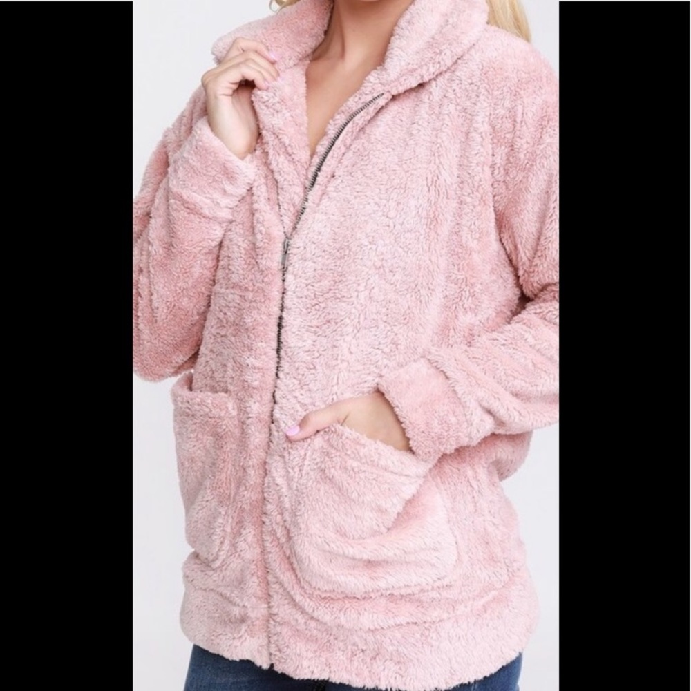 ❌LAST ONE❌ Super Soft and Cozy Pink Sherpa Jacket / L / NWT - Picture 8 of 8